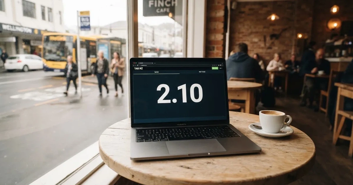 A laptop on a café table by a window onto the street
